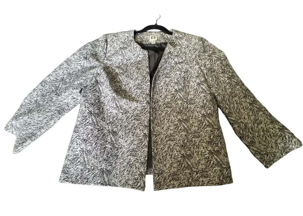 Anne Klein Black and White Patterned Blazer Jacket, Size L